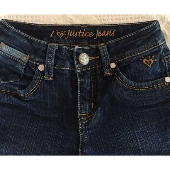 Justice Girls Straight Leg Dark Wash Blue Jeans Size 10 S - Picture 3 of 6
